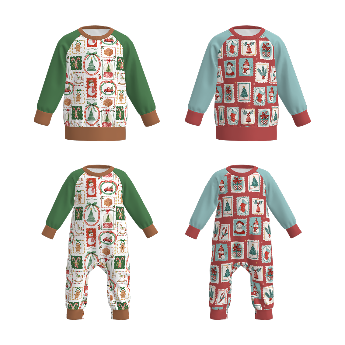 （Pre Order）Brothers Christmas Print Top&Romper