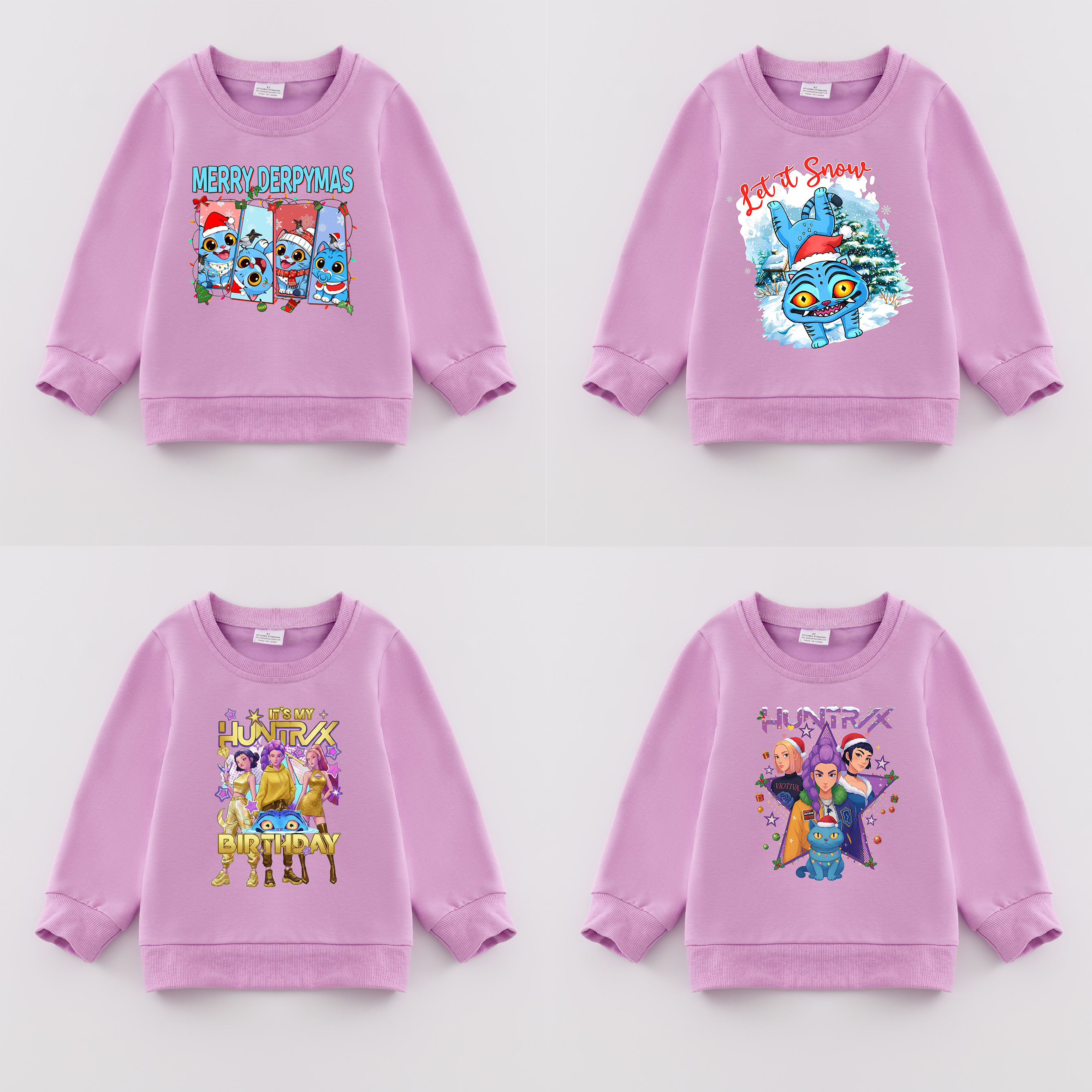（Pre Order）Girls Christmas Movie Character Print Cotton Sweatshirt