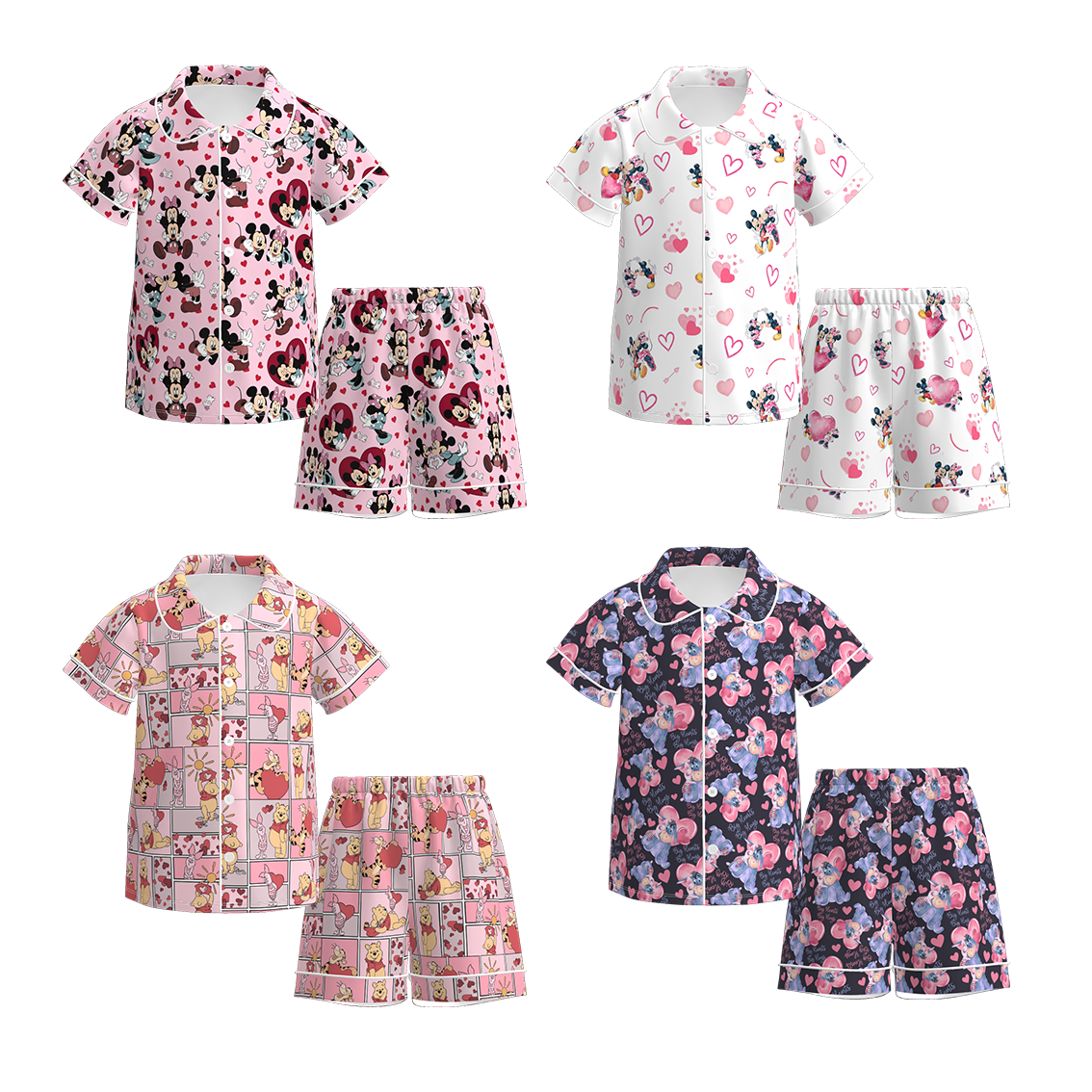 （Pre Order）Girls Valentine's Day Cartoon Print Pajamas