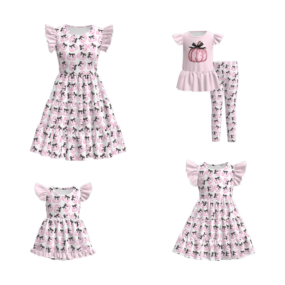 （Pre Order）Family Halloween Pumpkin Print Dress,Set&Romper