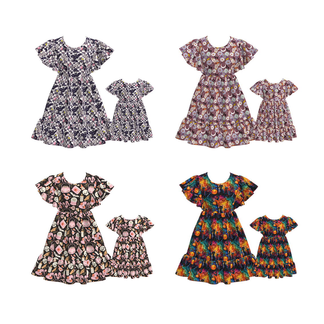 （Pre Order）Mommy and Me Halloween Print Dress