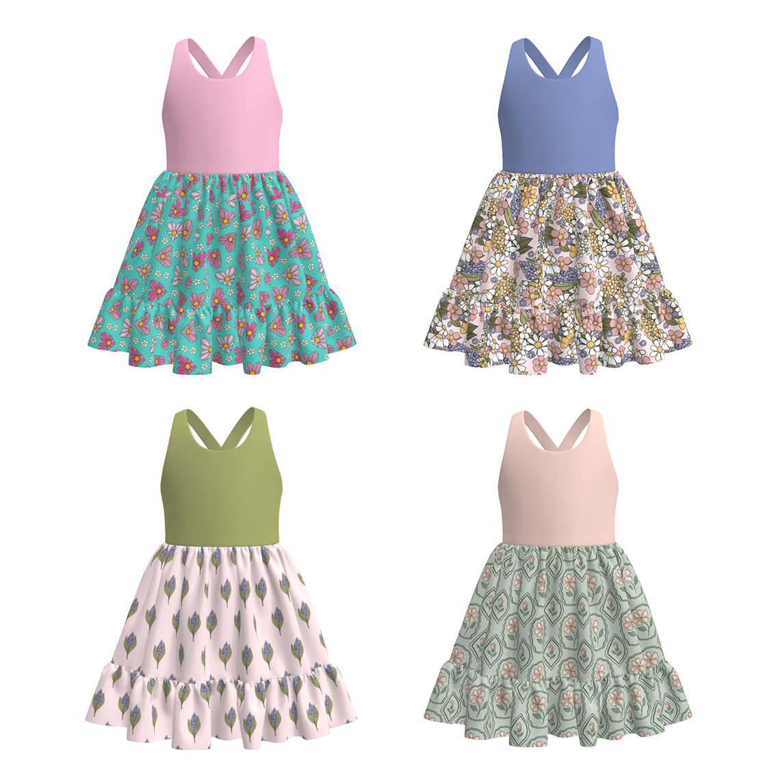 （Pre Order）Girls Spring&Summer Floral Print Dress