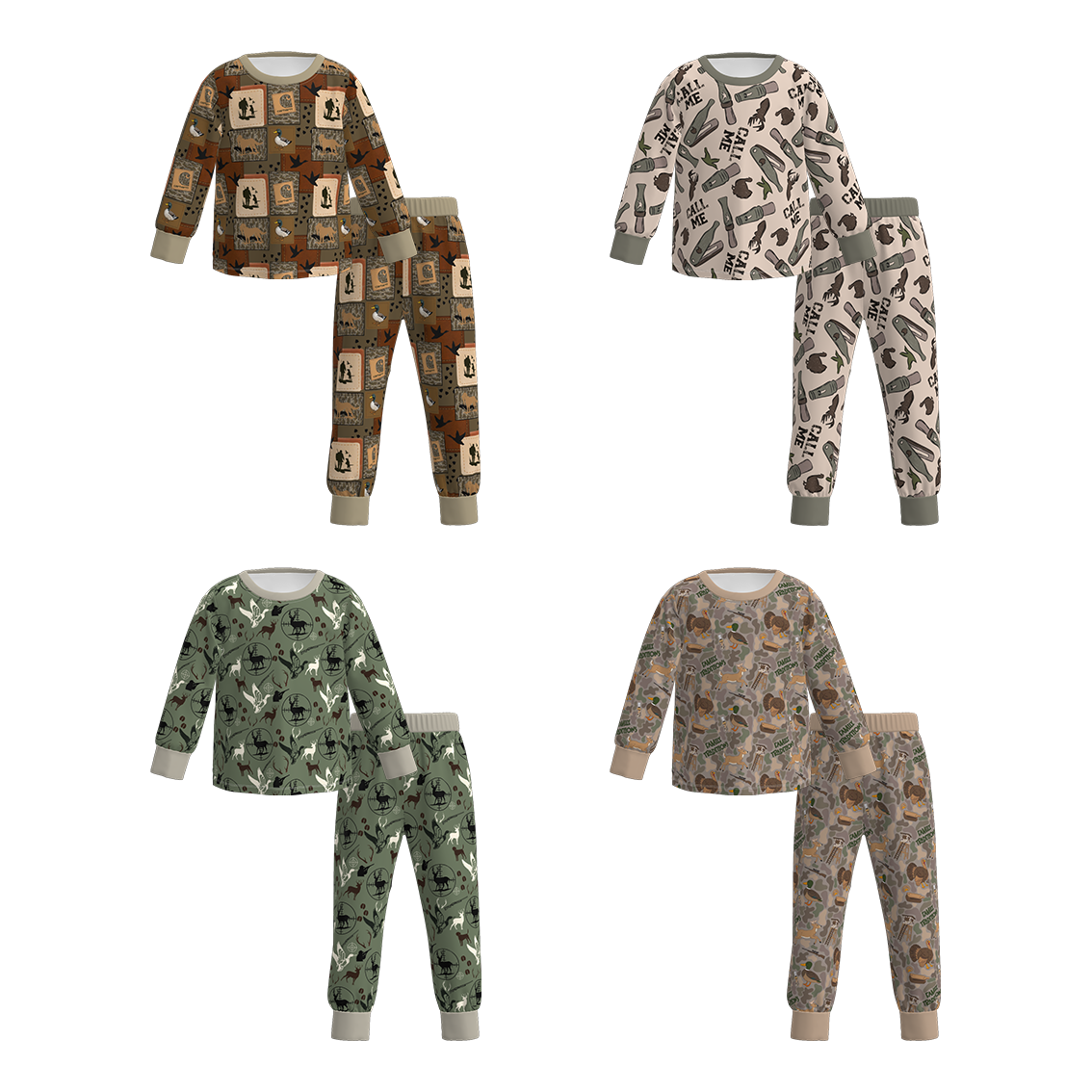 （Pre Order）Boys Fall Print Pajamas Set