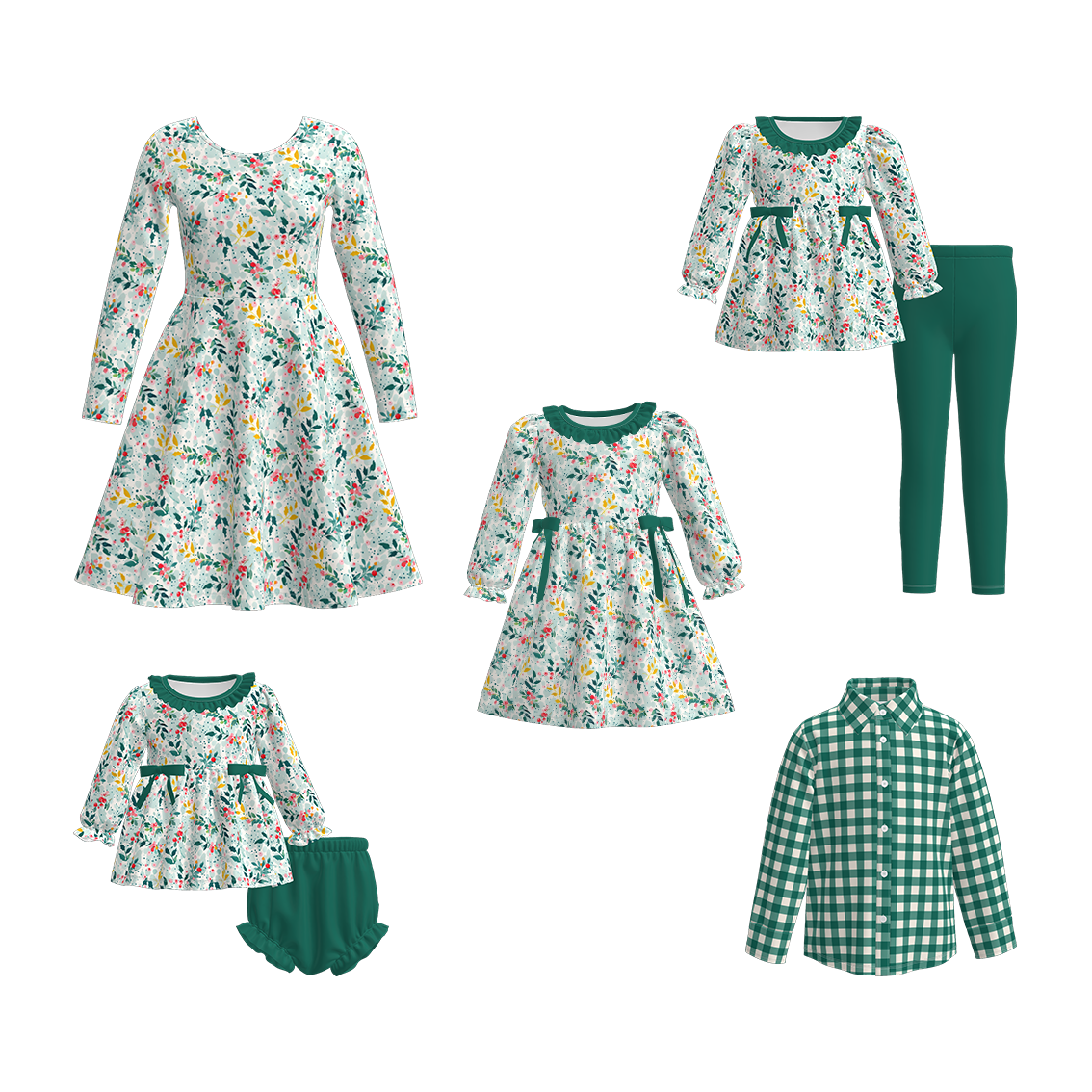 （Pre Order）Family Christmas Floral Print Dress,Set&Top