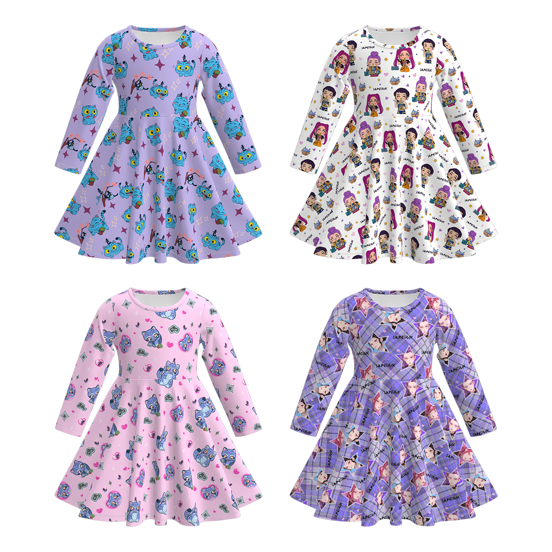 （Pre Order）Girls Movie Character Print Long Sleeves Dress