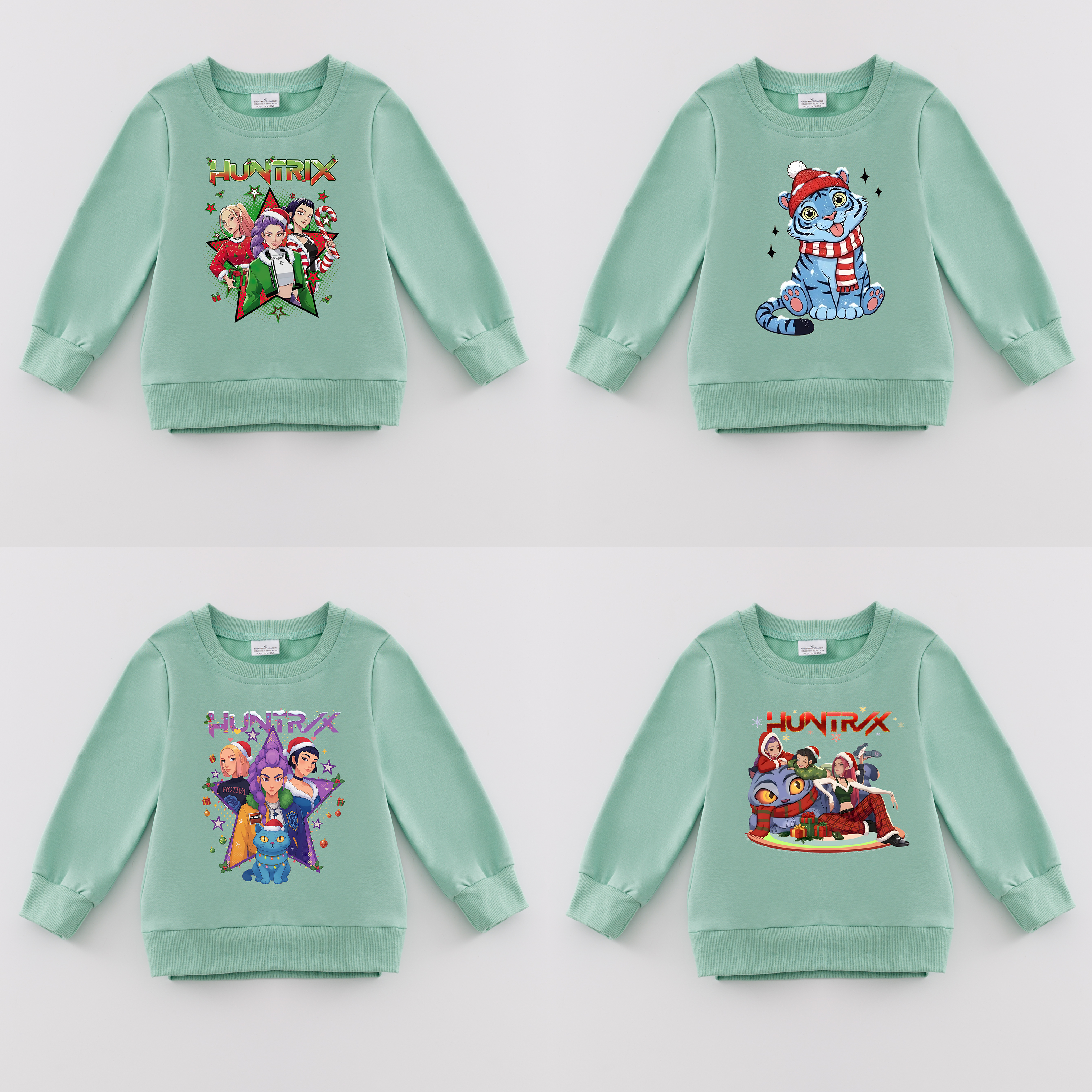 （Pre Order）Girls Christmas Movie Character Print Cotton Sweatshirt