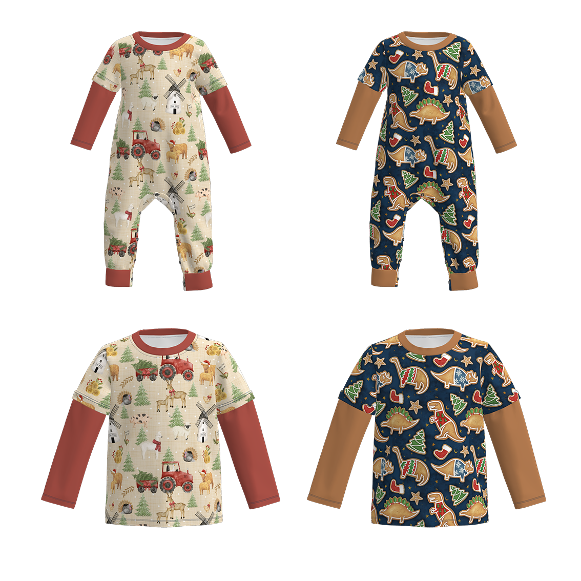 （Pre Order）Brothers Christmas Print Top&Romper