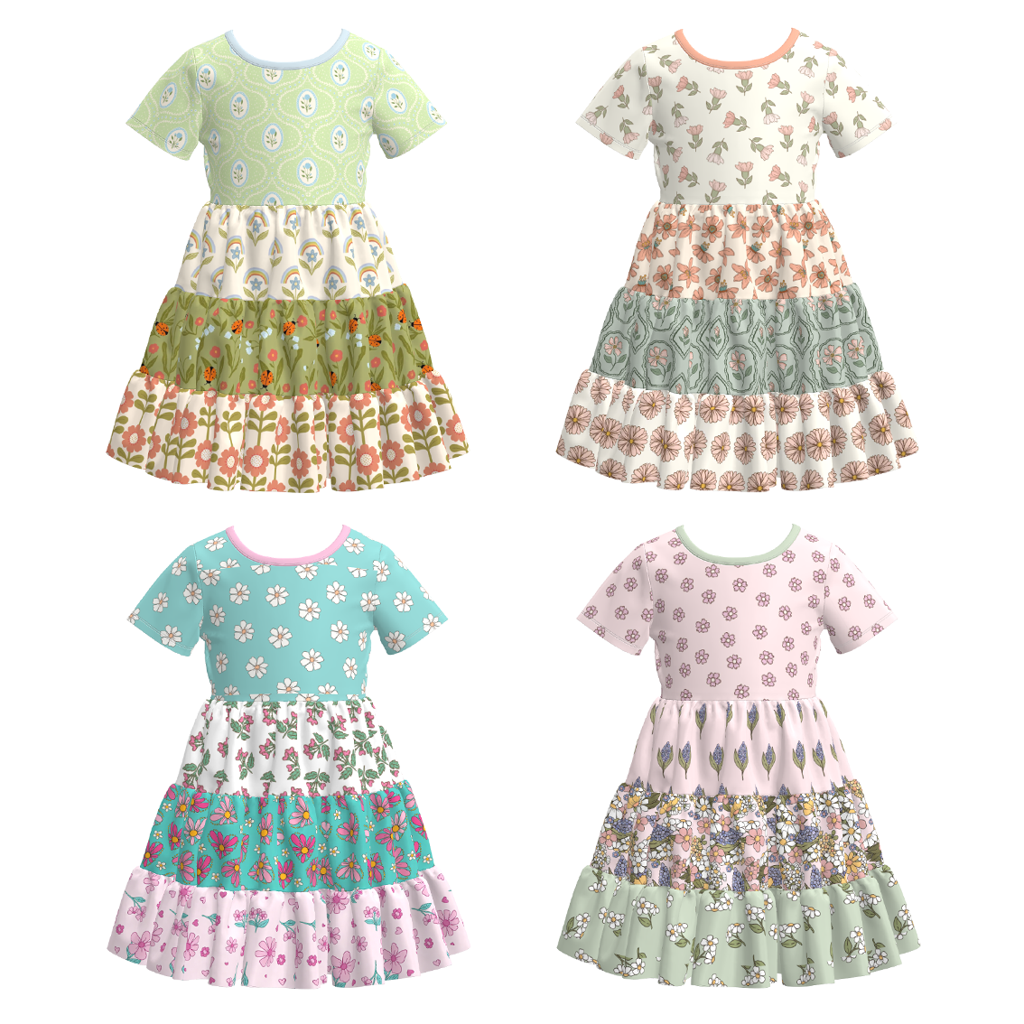 （Pre Order）Girls Spring&Summer Floral Print Dress