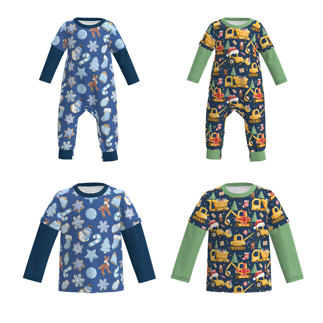 （Pre Order）Brothers Christmas Print Top&Romper