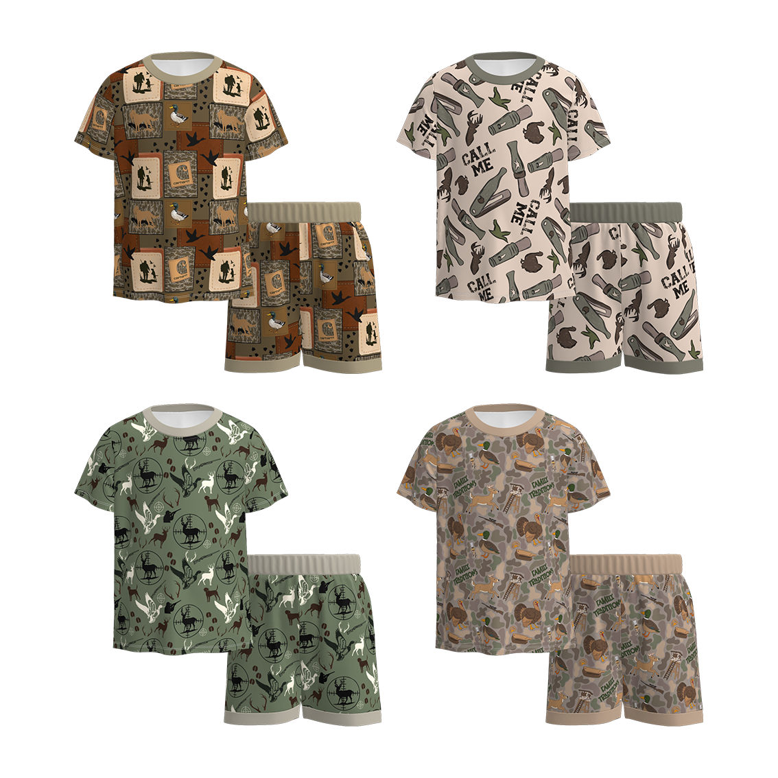 （Pre Order）Boys Fall Print Shorts Set