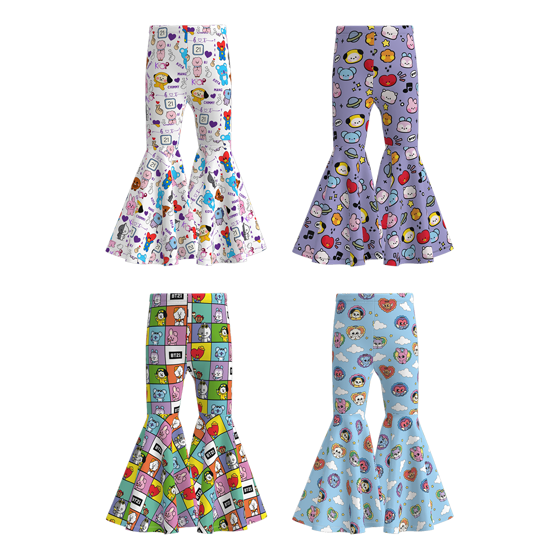 （Pre Order）Girls Fall Cartoon Print Bell Pants