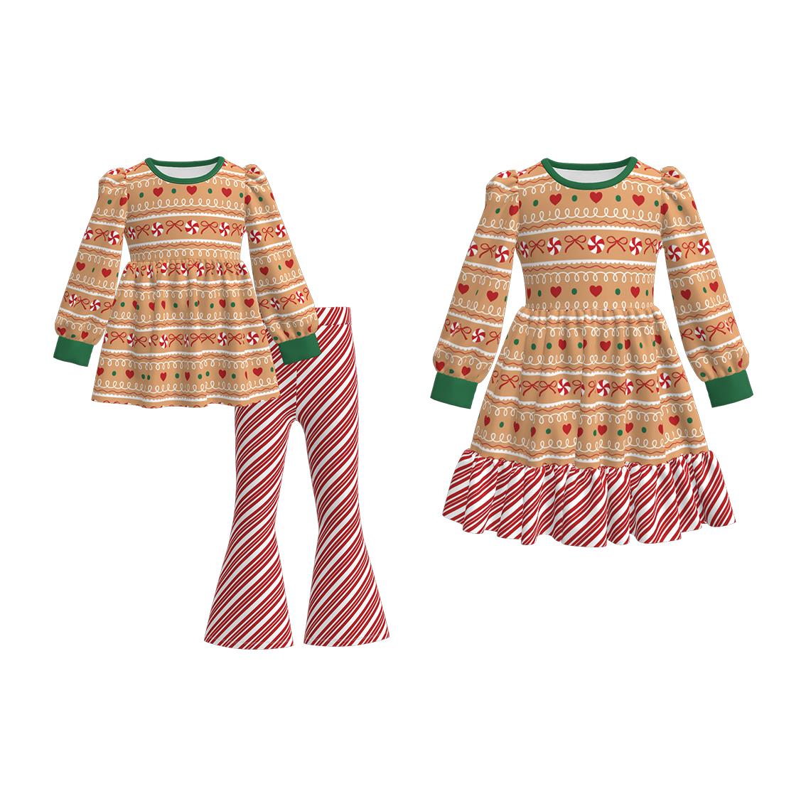 （Pre Order）Girls Christmas Print Dress&Set