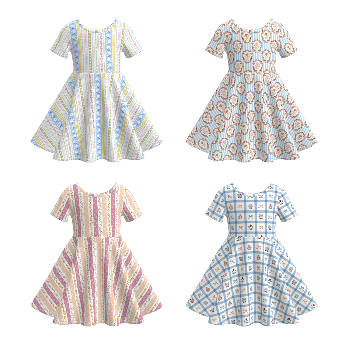（Pre Order）Girls Spring&Summer Floral Print Dress