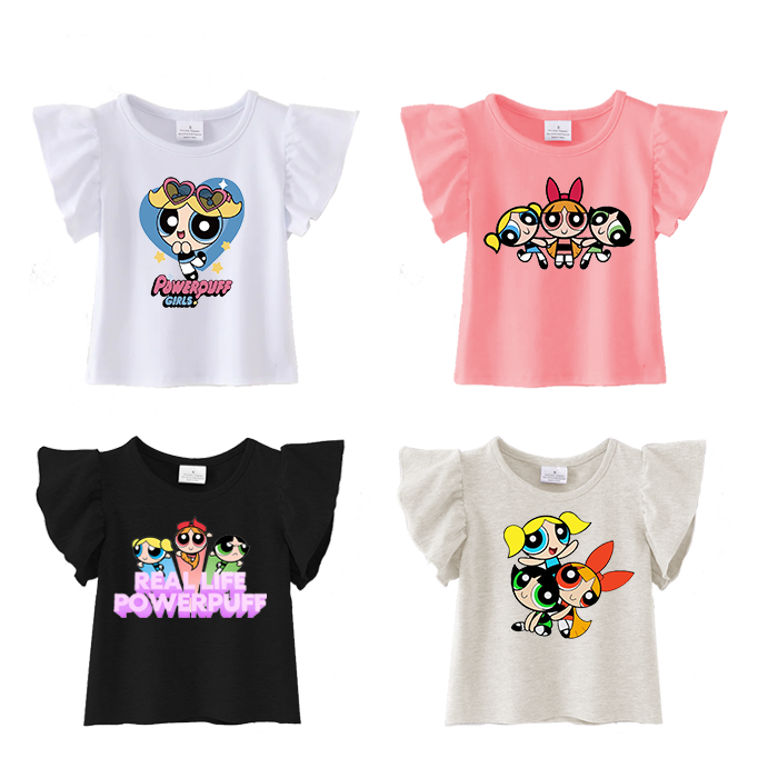 （Pre Order）Girls Spring and Summer Cartoon Print Ruffles Top