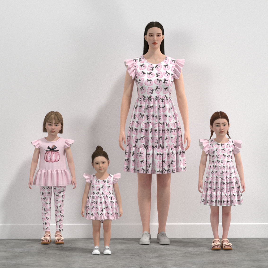 （Pre Order）Family Halloween Pumpkin Print Dress,Set&Romper