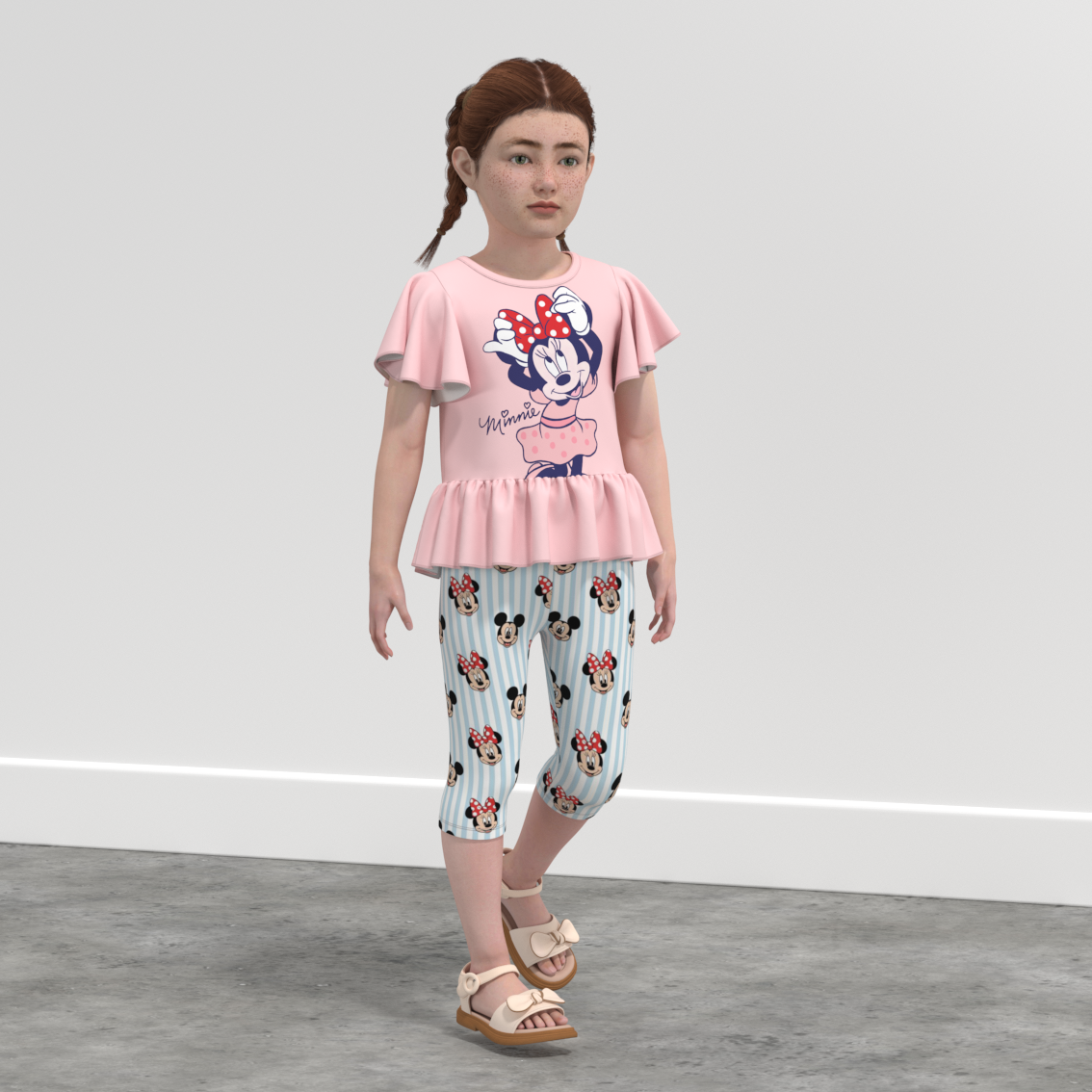 （Pre Order）Girls Spring and Summer Cartoon Print Outfit Set
