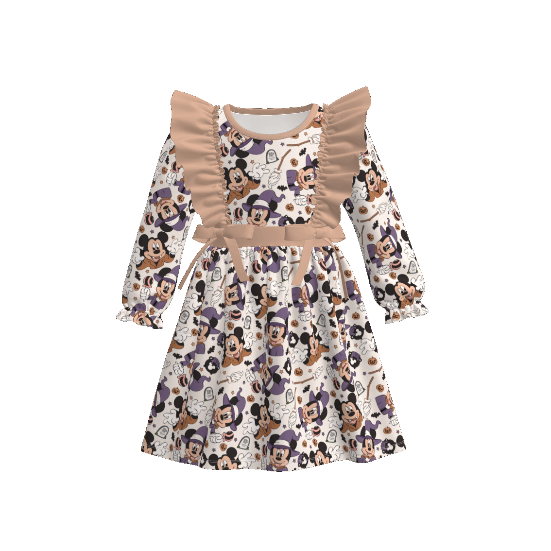（Pre Order）Family Halloween Cartoon Print Dress,Top＆Romper