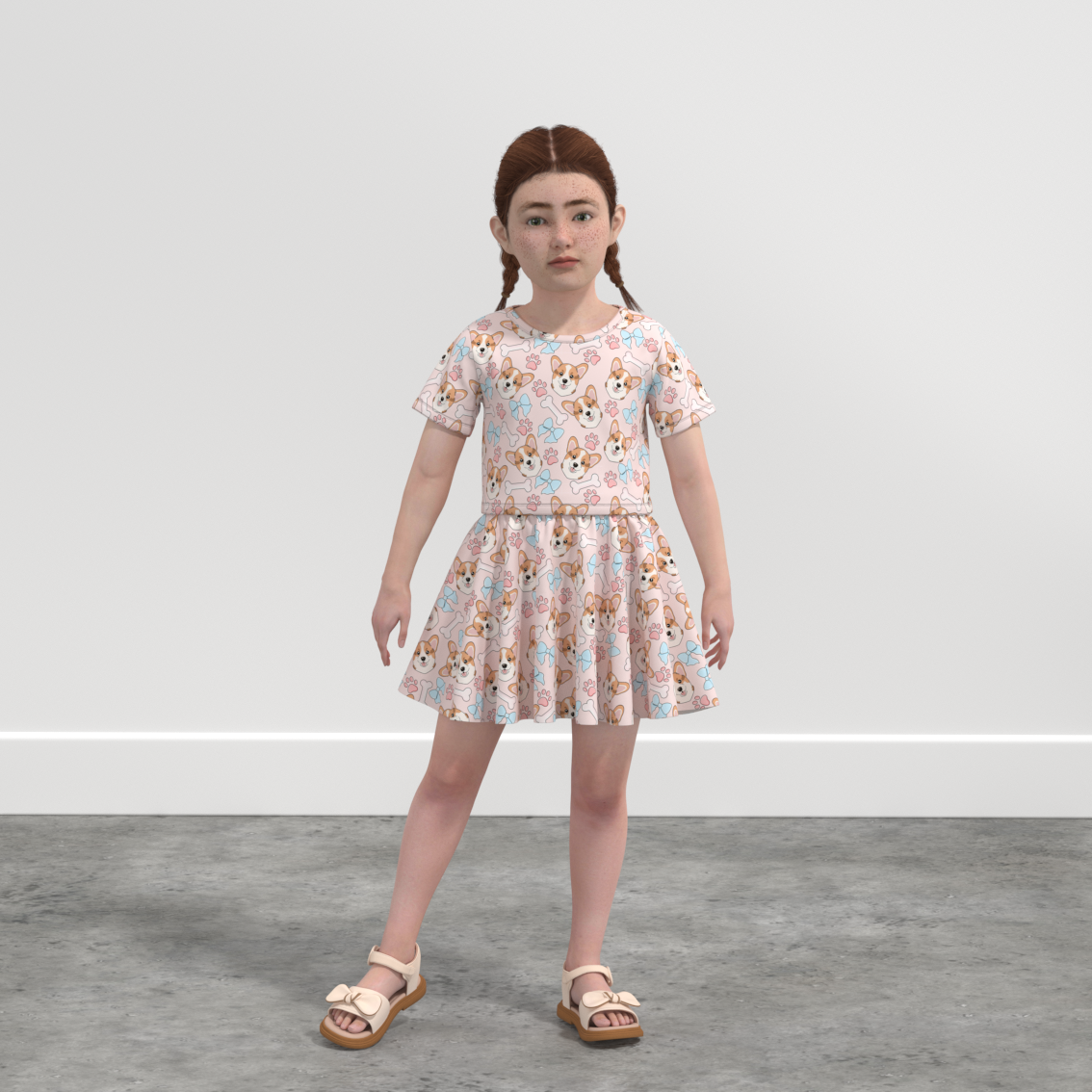 （Pre Order）Girls Spring and Summer Animal Print Skirt Set