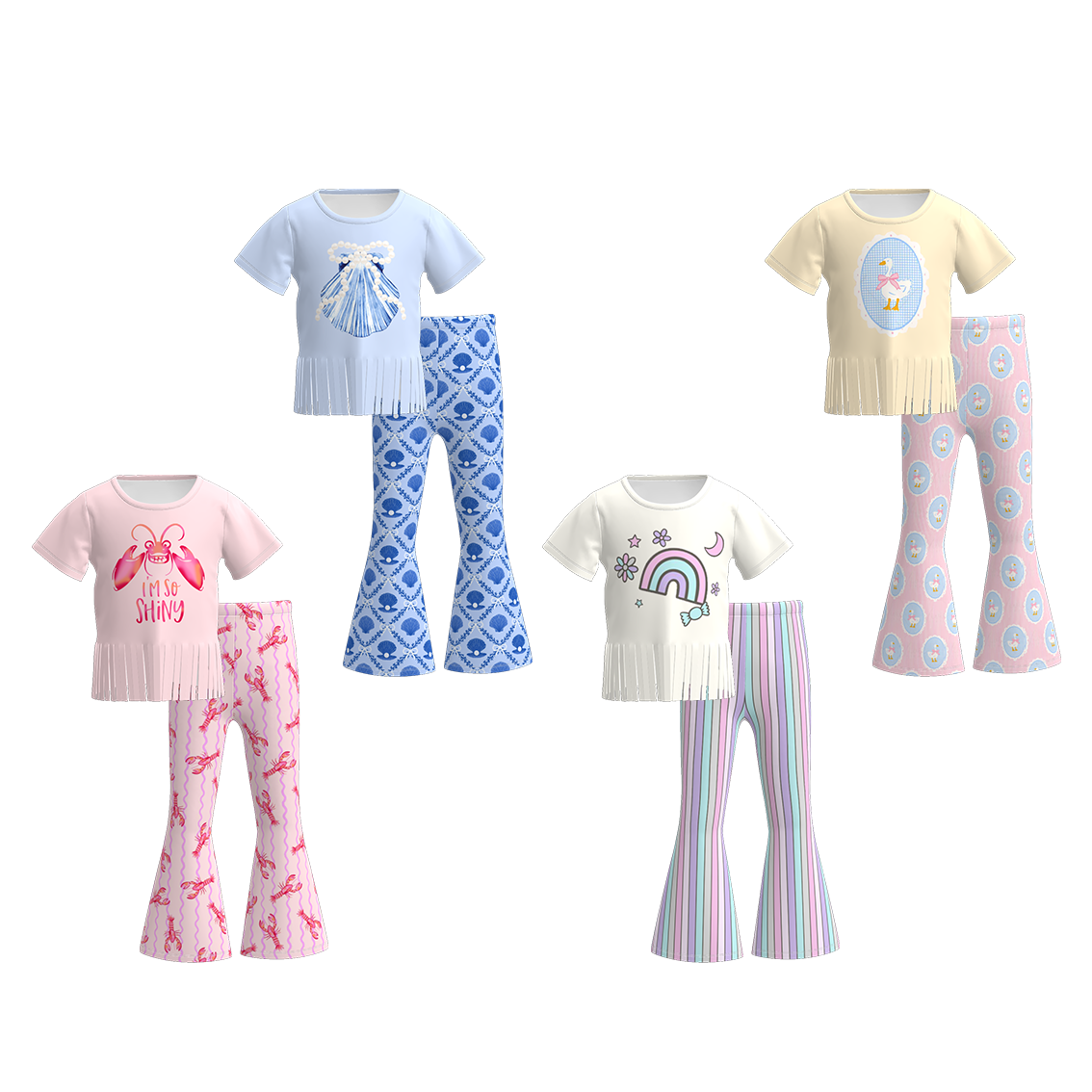 （Pre Order）Girls Spring and Summer Print Outfit Set