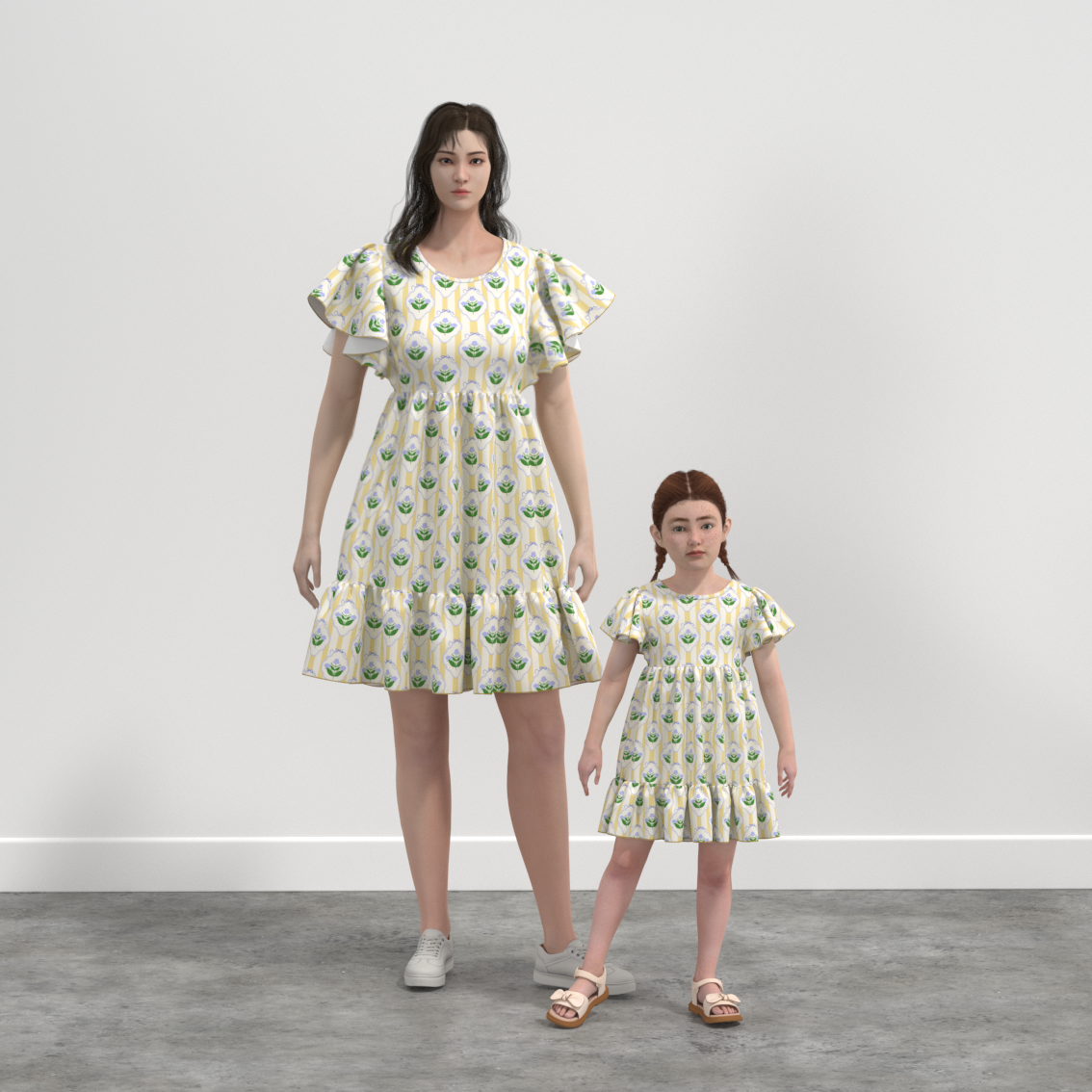 （Pre Order）Mommy and Me Spring＆Summer Floral Print Dress