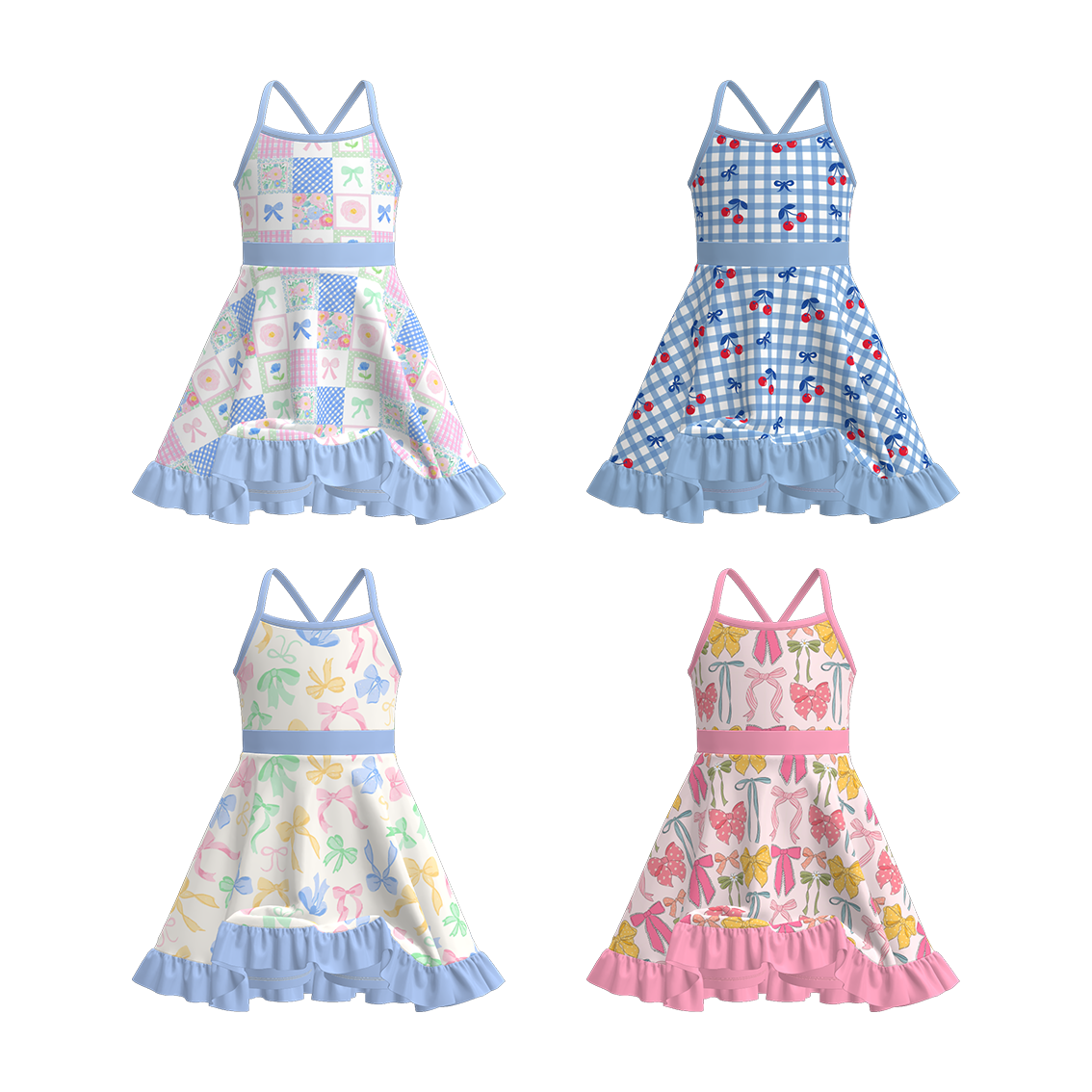 （Pre Order）Girls Spring and Summer Print Skort Dress