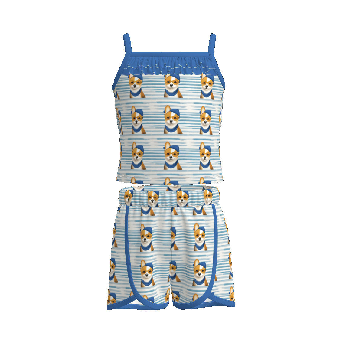 （Pre Order）Girls Spring and Summer Cartoon Print Shorts Set