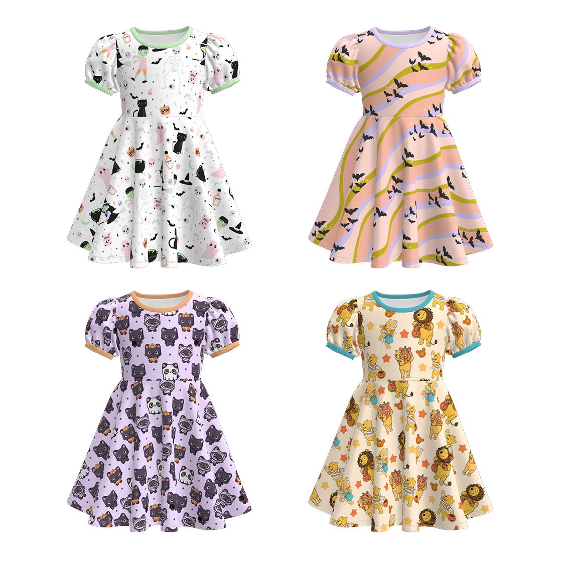 （Pre Order）Girls Halloween Cartoon Print Dress