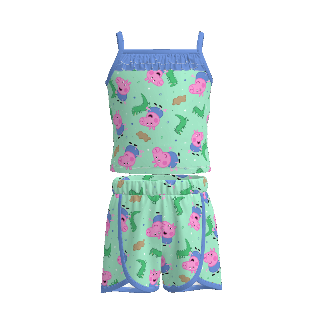 （Pre Order）Girls Spring and Summer Cartoon Print Shorts Set