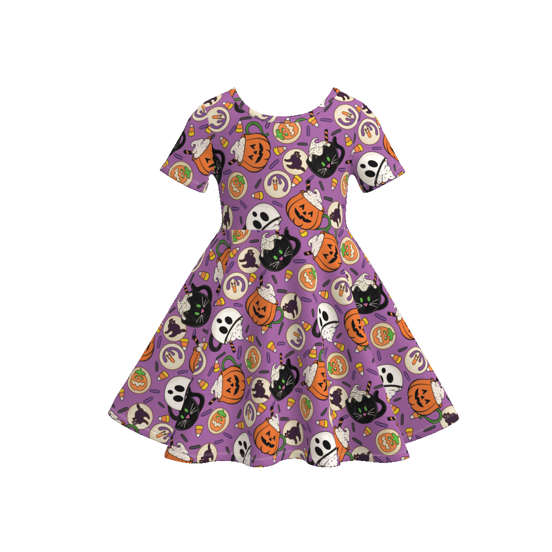 （Pre Order）Girls Halloween Pumpkin Print Dress