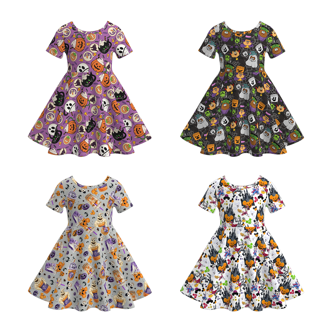 （Pre Order）Girls Halloween Pumpkin Print Dress