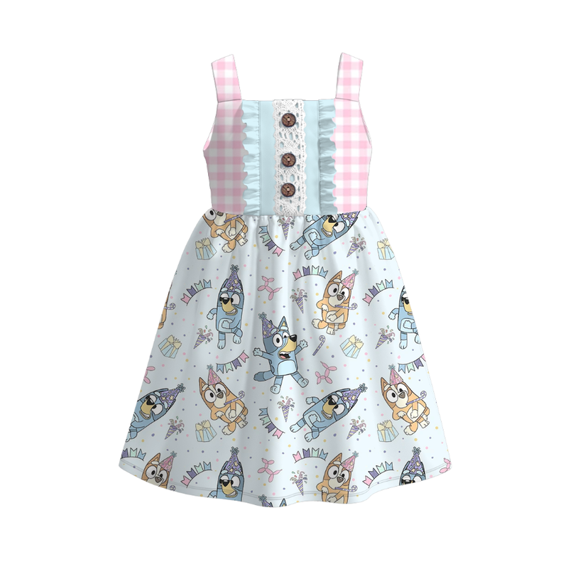 (Pre Order)Girls Summer Ruffled Button Dress