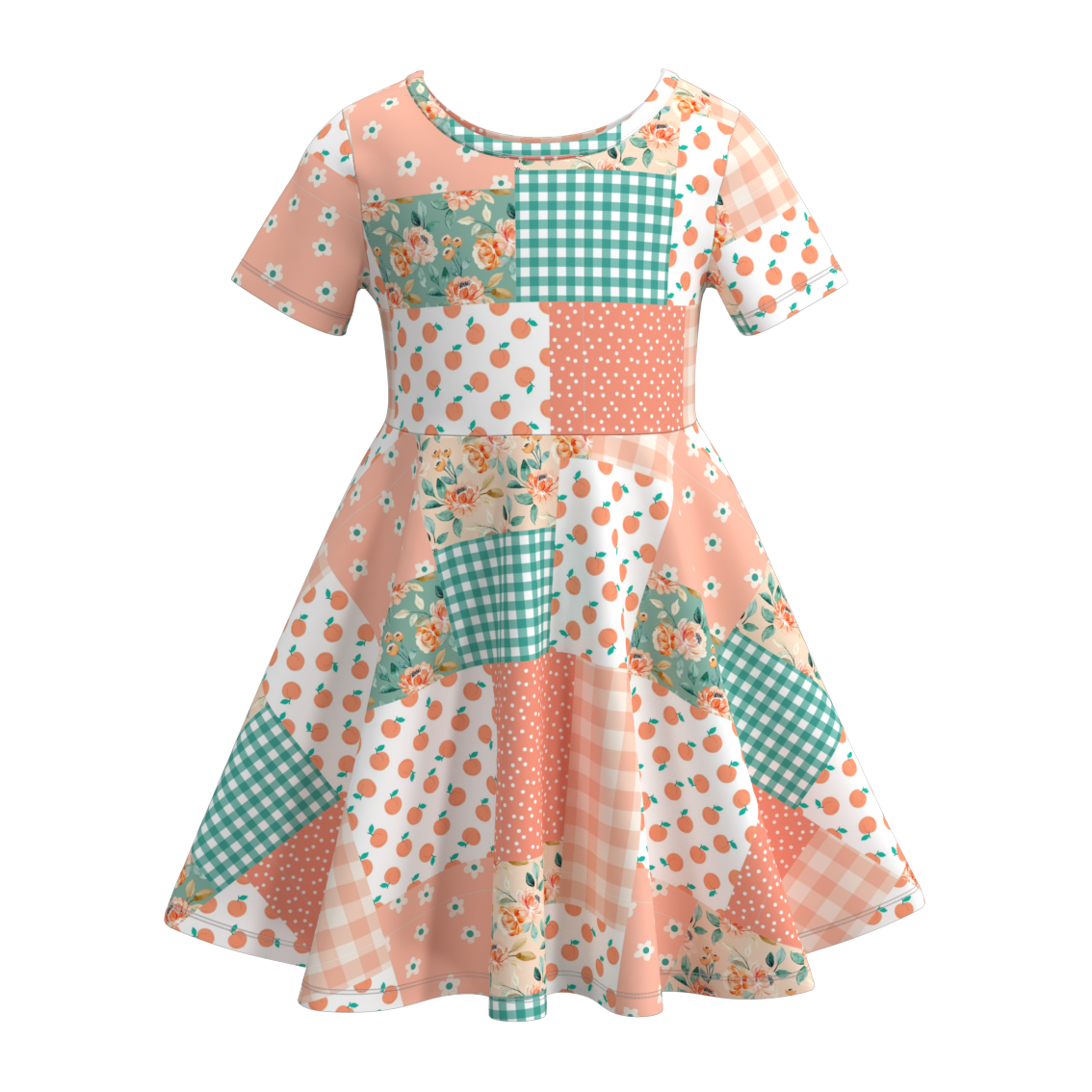 （Pre Order）Grils Summer Cartoon Floral Print Twirl Dress