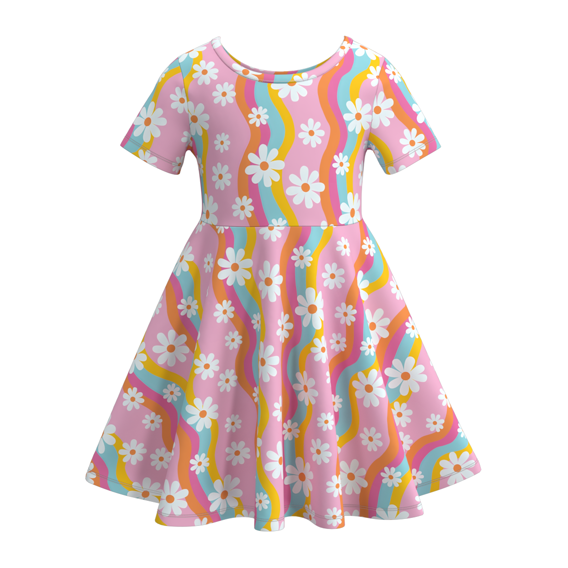 （Pre Order）Grils Summer Cartoon Floral Print Twirl Dress