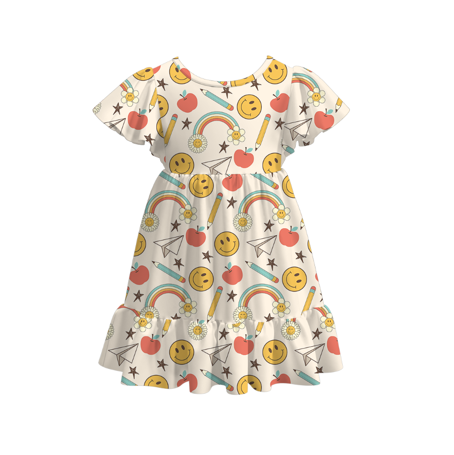 （Pre Order）Girls Back To School Print Milk Silk Dress