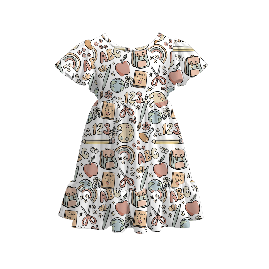 （Pre Order）Girls Back To School Print Milk Silk Dress
