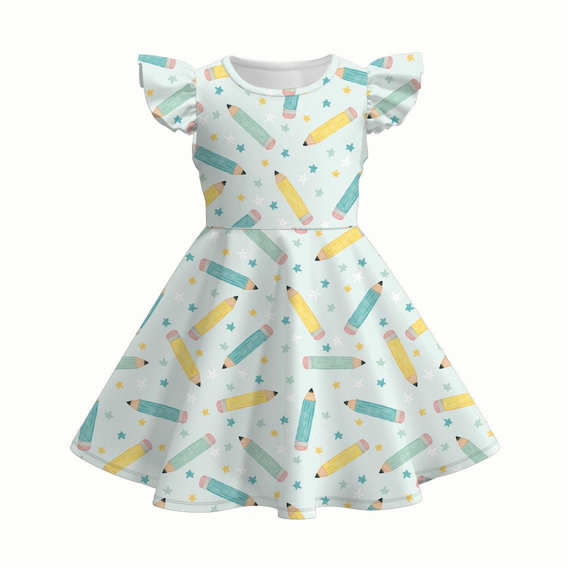 （Pre Order）Girls Back To School Print Milk Silk Dress