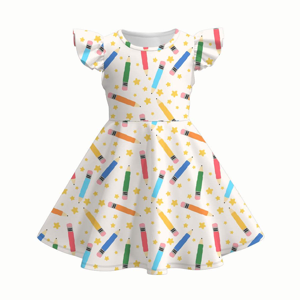 （Pre Order）Girls Back To School Print Milk Silk Dress