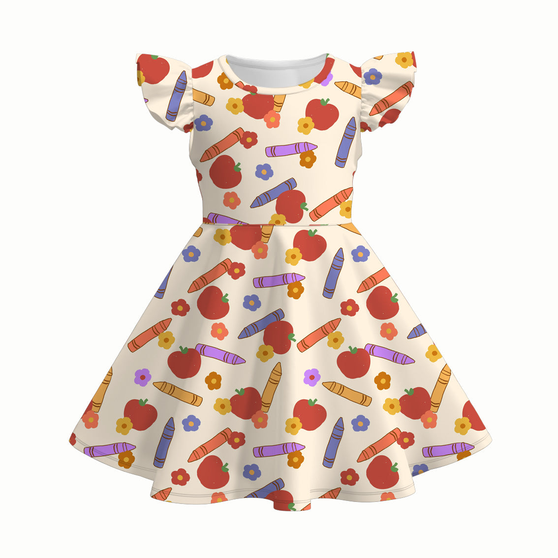 （Pre Order）Girls Back To School Print Milk Silk Dress