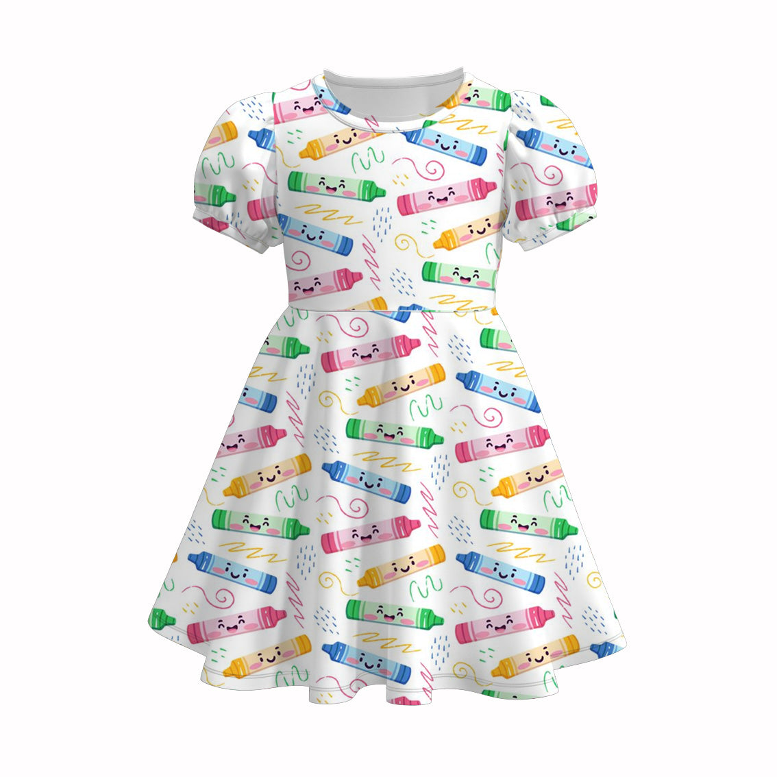（Pre Order）Girls Back To School Print Milk Silk Dress