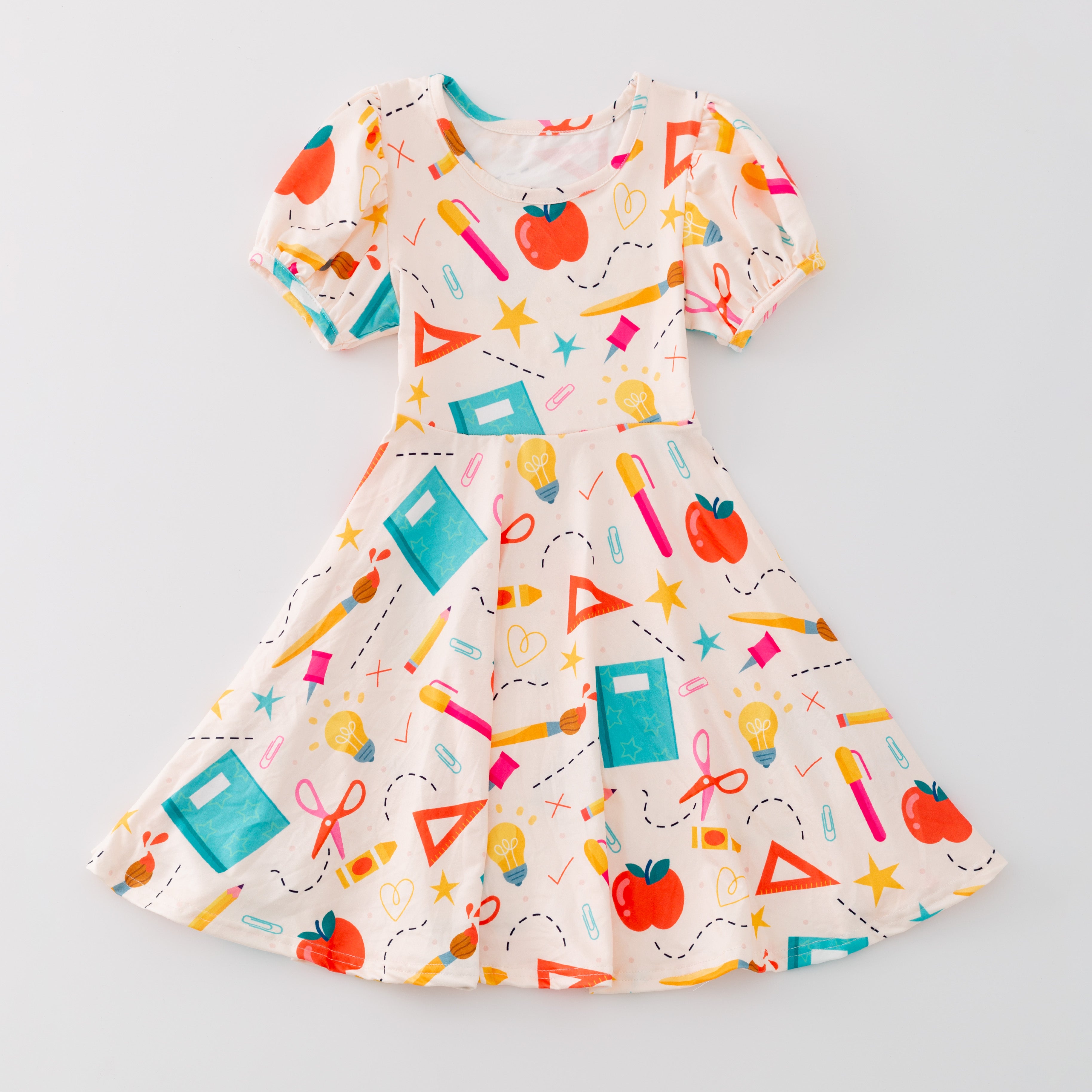 （Pre Order）Girls Back To School Print Milk Silk Dress