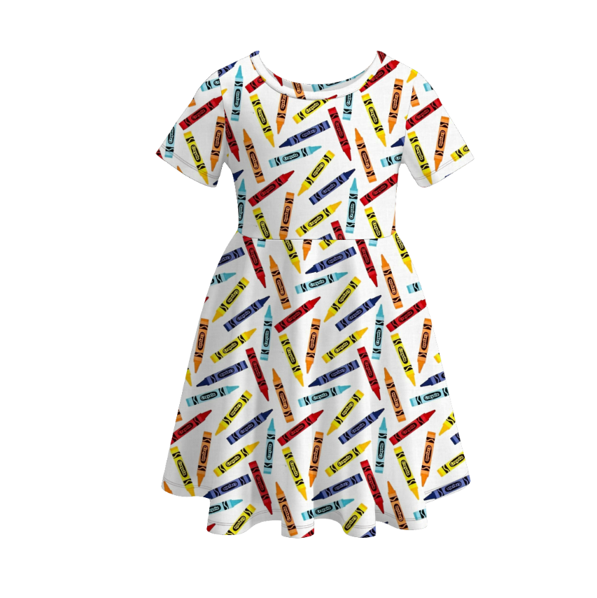 （Pre Order）Girls Back To School Print Milk Silk Dress