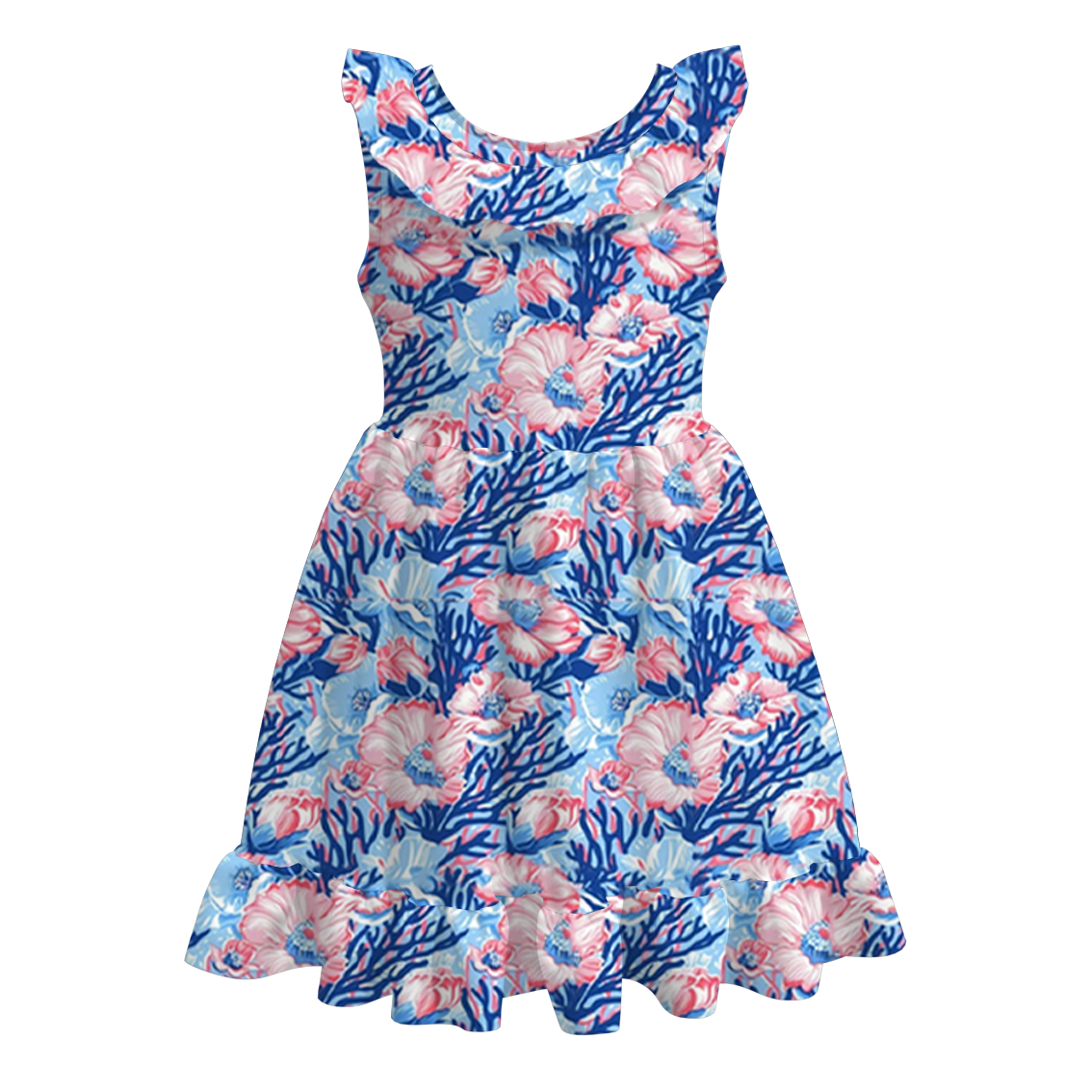 （Pre Order）Girls Under The Sea Print Milk Silk Dress