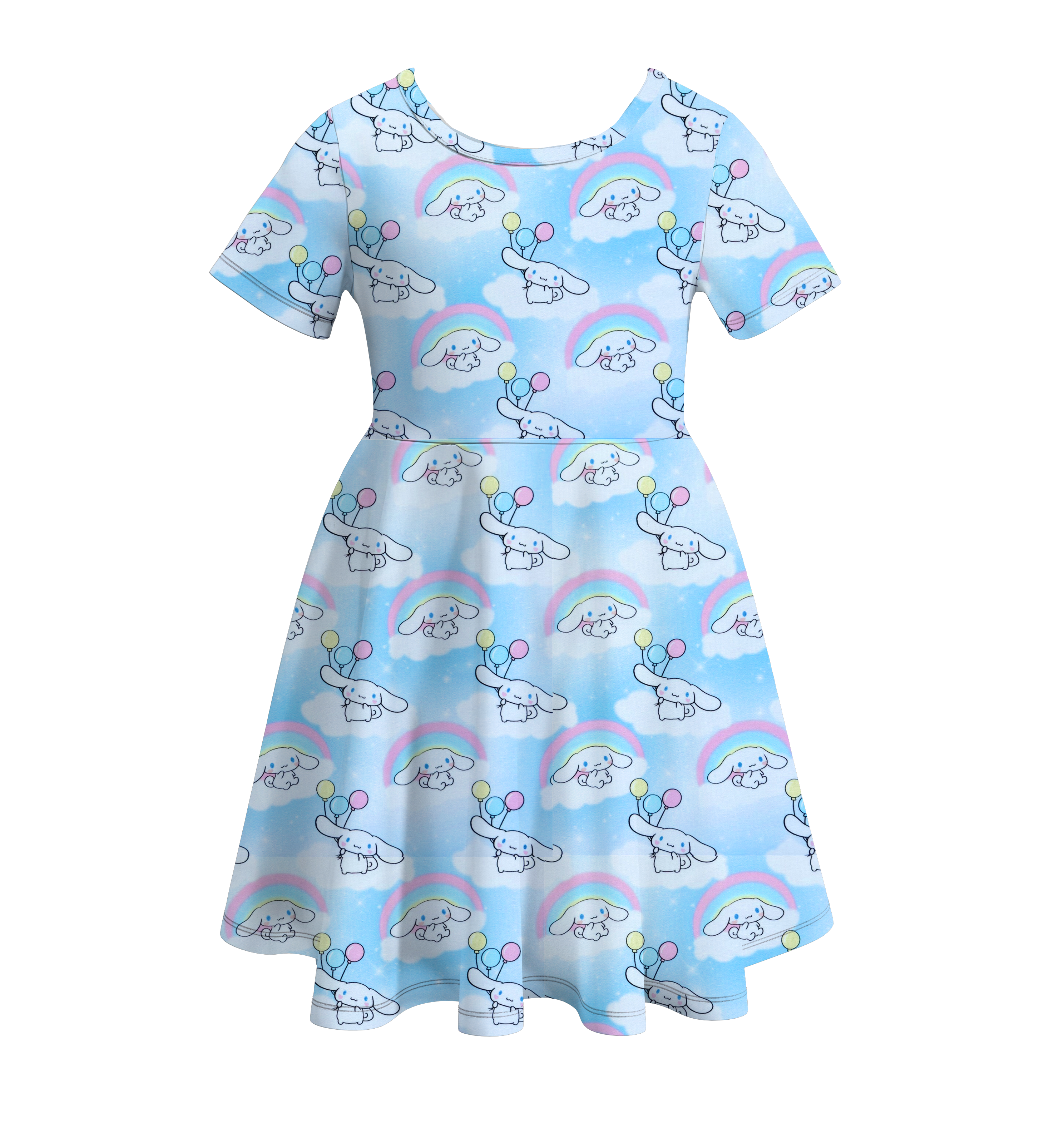 （Pre Order）Girls Cute Cartoon Print Milk Silk Dress