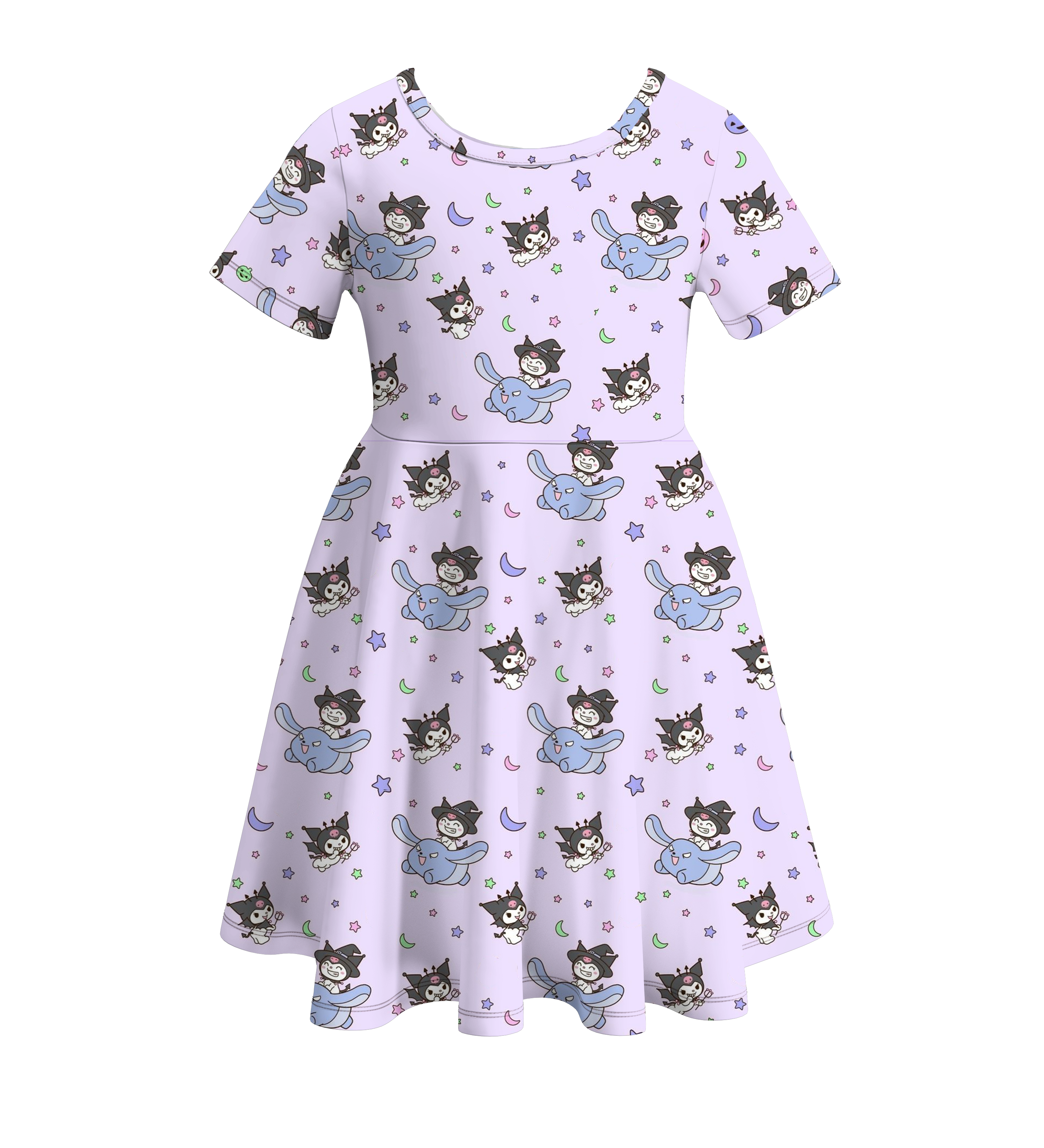 （Pre Order）Girls Cute Cartoon Print Milk Silk Dress
