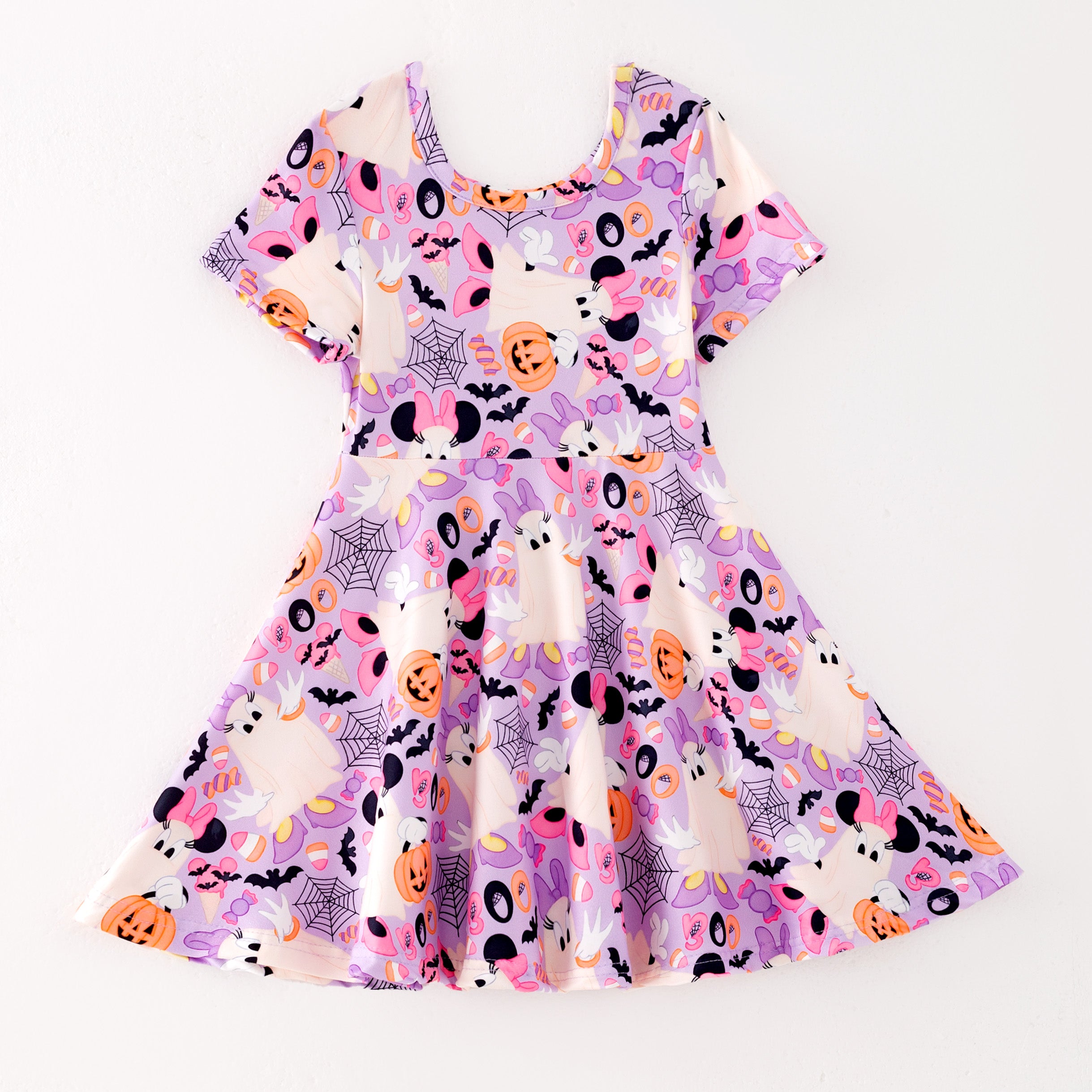 （Pre Order）Girls Halloween Cartoon Print Twirl Dress