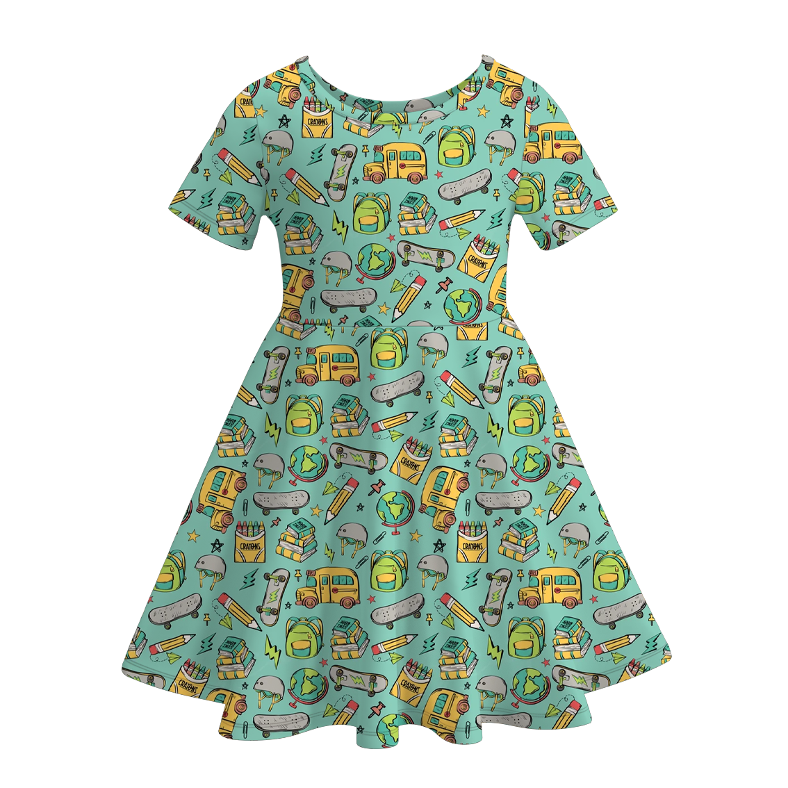 （Pre Order）Girls Back To School Print Twirl Dress