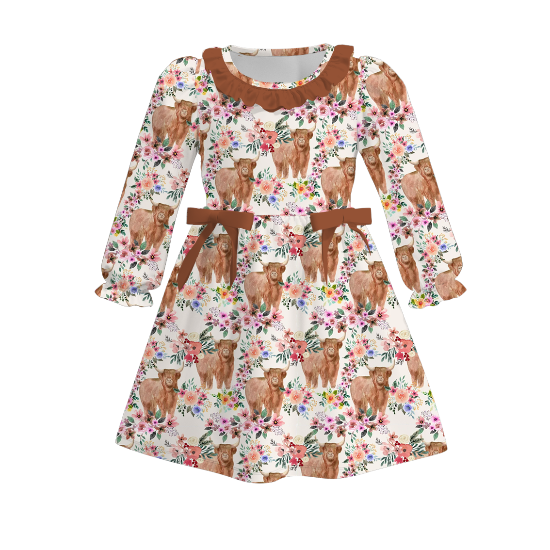 （Pre Order）Girls Cute Print Long-sleeved Dress