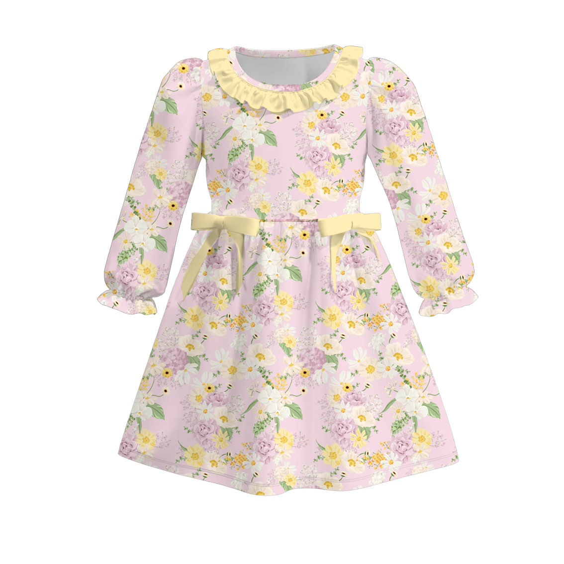 （Pre Order）Girls Cute Print Long-sleeved Dress