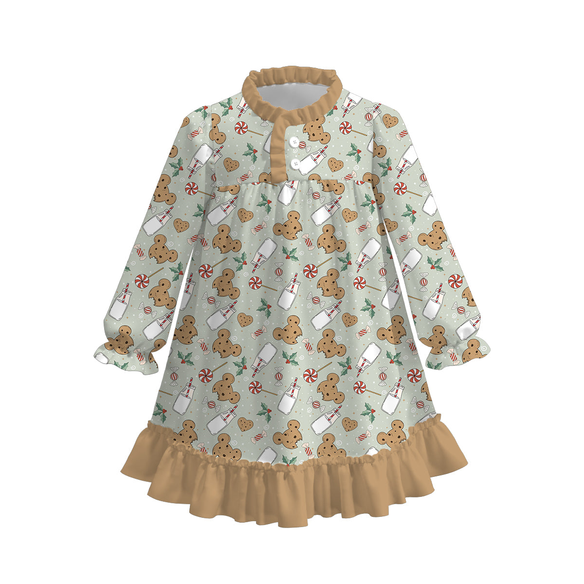 （Pre Order）Girls Christmas Cartoon Print Dress