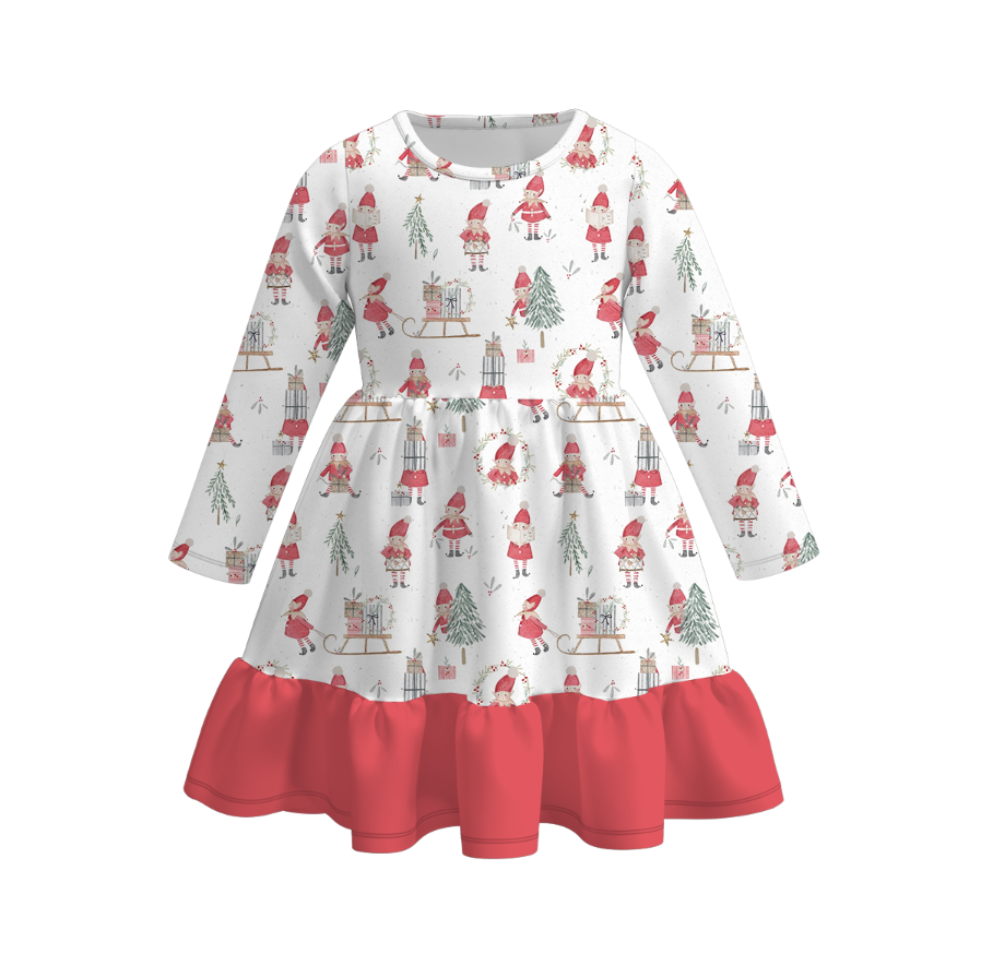 （Pre Order）Girls Christmas Nutcracker Print Dress